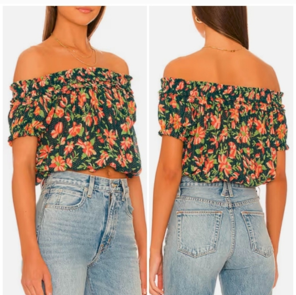 Free People One Suki Floral Off-Shoulder Top